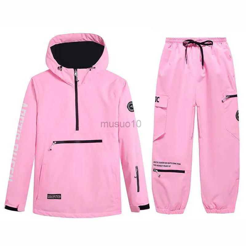 Andere Sportartikel Wasserdichte Skianzug-Sets für Männer und Frauen Pullover Schneekostüm Jacke und Hose Outdoor-Bekleidung Snowboarden Winter HKD231106