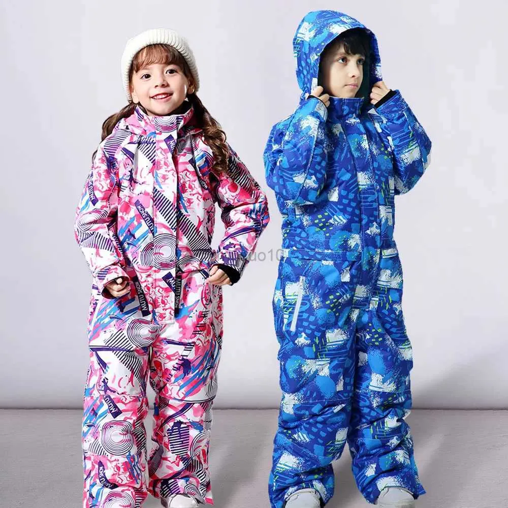 Другие спортивные товары Зима -30 Детский лыжный комбинезон 2023 Куртка и штаны для катания на лыжах и сноуборде Зимние комбинезоны для мальчиков и девочек Теплые водонепроницаемые HKD231106