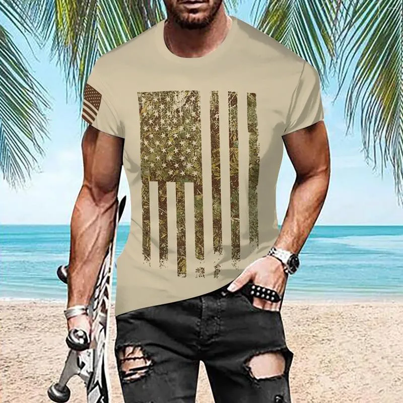 Homens Camisetas Spandex Camisa de Manga Longa Mens Independence Day Flag Casual Macio e Confortável Homens Gráficos Tees Grandes