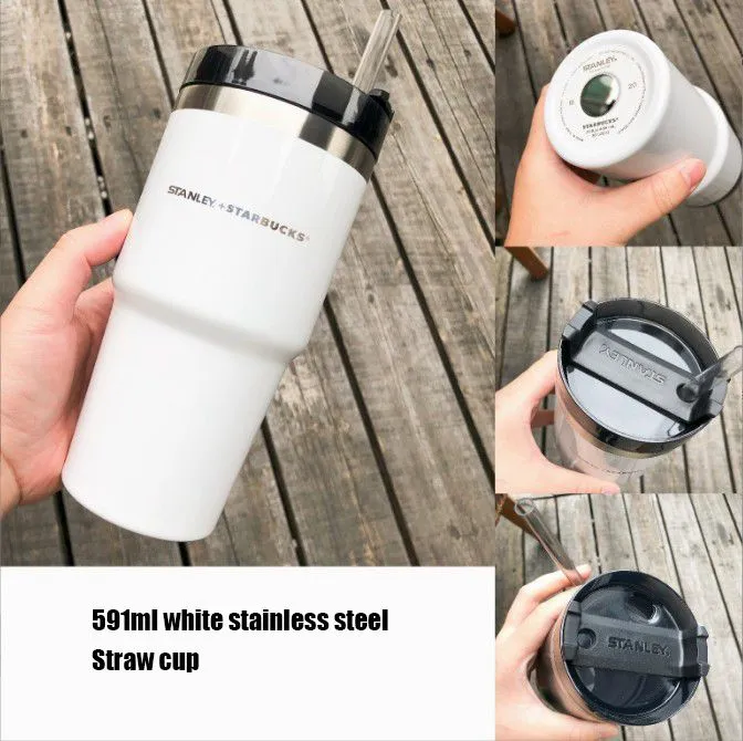 Starbucks Stanley Stainless Steel Vacuum Mug straw cup 591ml Tumbler Mugs  006