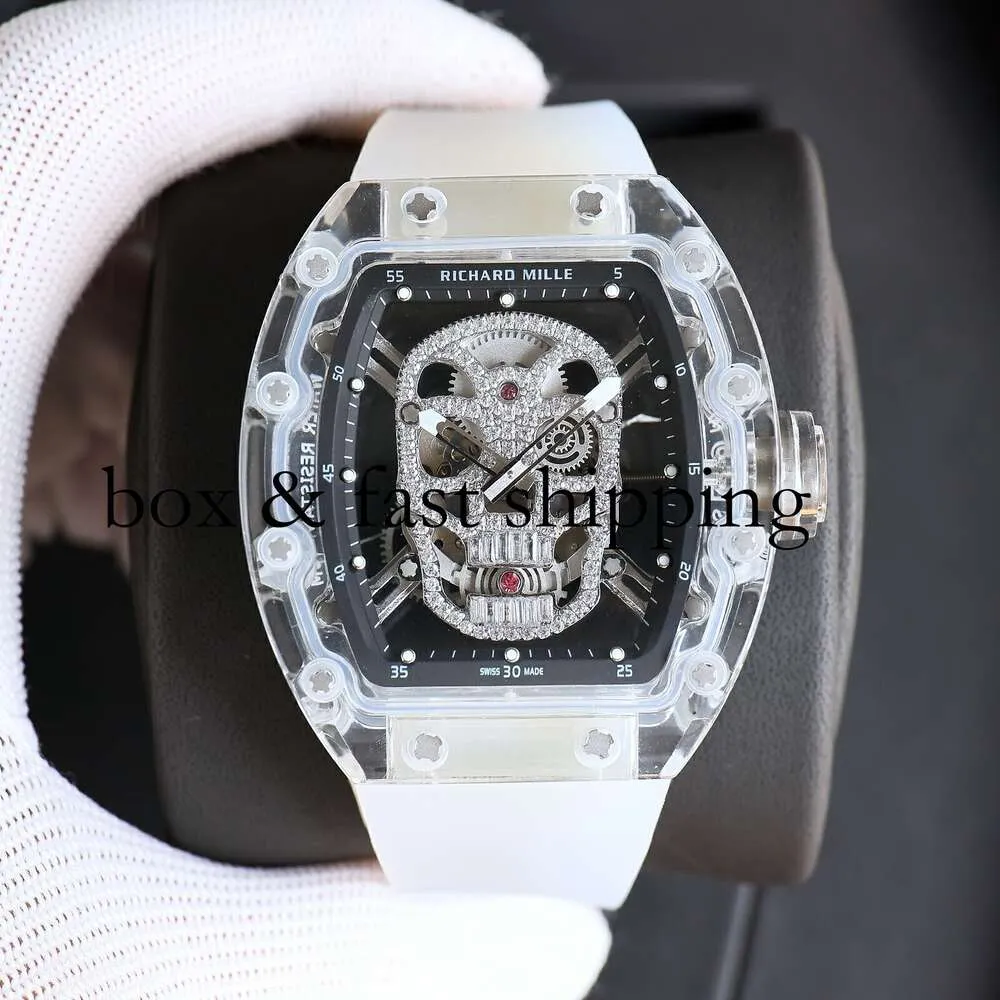 Ys Jb RM052-01 SUPERCLONE Active Tourbillon Montres Montre-bracelet Skull Designer Rm52 Diamant Creux Automatique Mechanica Ceramic502 Montres de luxe