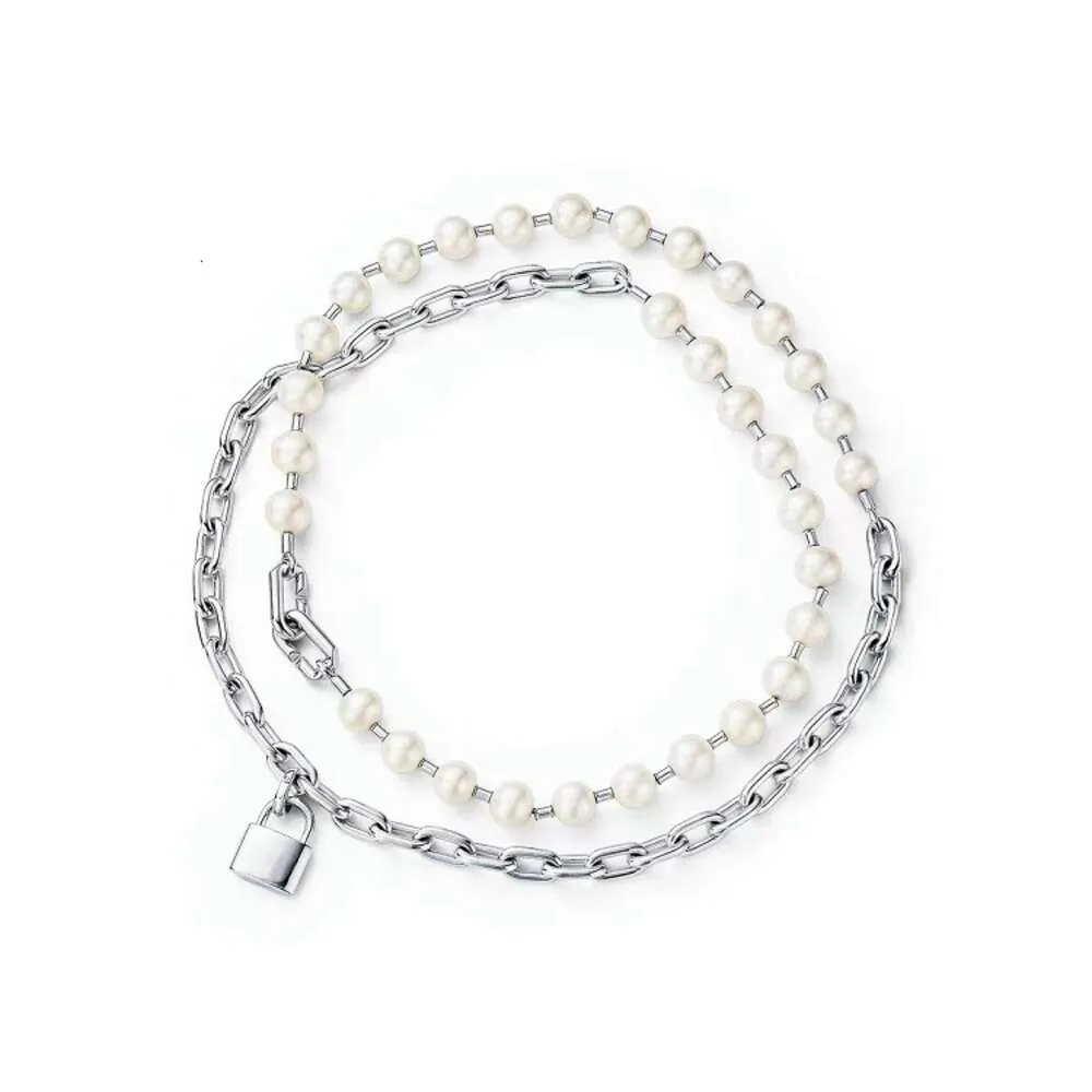 t Home Lock Pearl Splicing Necklace Various Wearing Methods Lies Hip Hop Personality Versatile Style Can Be Used As Sweater Chain Z427