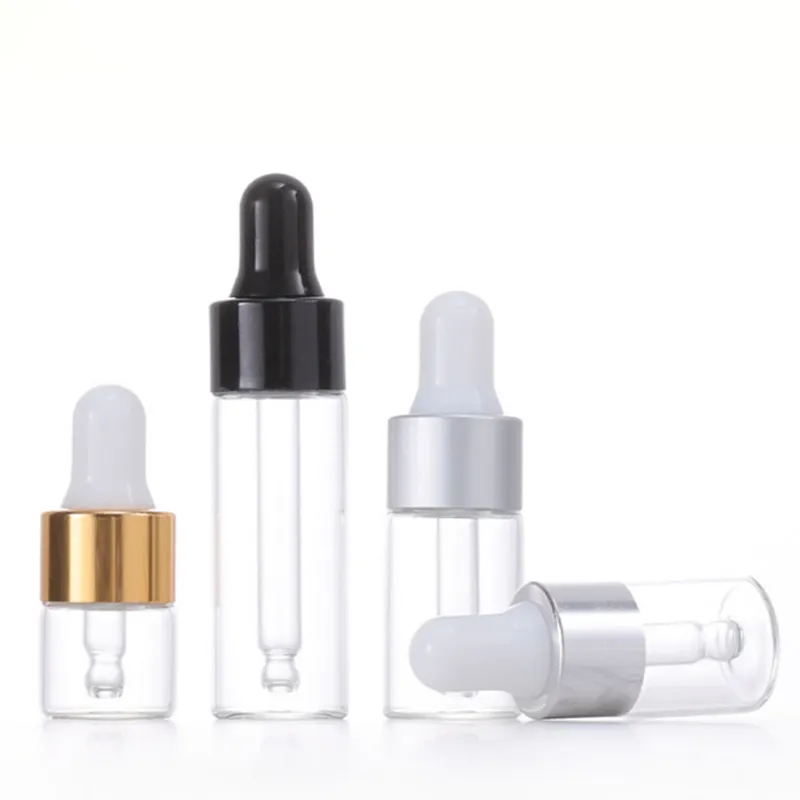 1ml 2ml 3ml 5ml Mini Frasco cuentagotas de vidrio Contenedor de muestra transparente Aceite esencial Perfume Tiny Vial