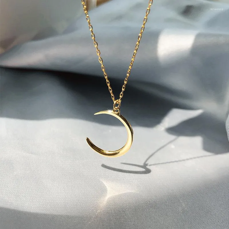 Chaînes Chainsrendy Or Argent Couleur Métal Lune Pendentif Collier Pour Femmes Conception Simple Croissant Coréen Cadeaux Bijoux