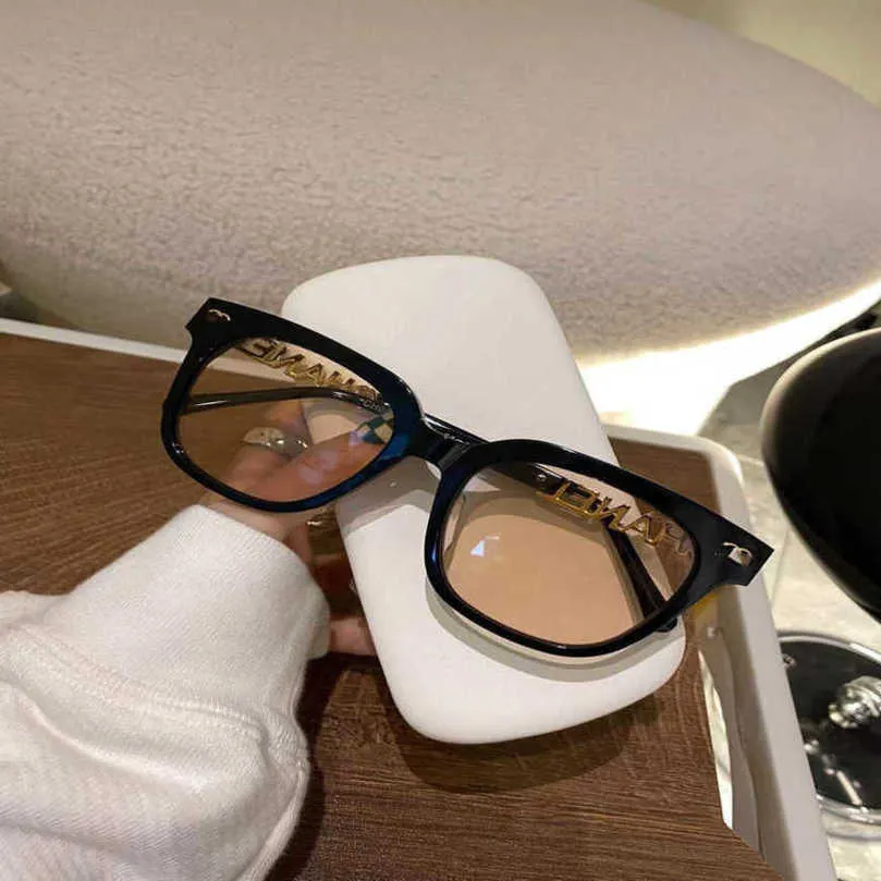 2023 Fashion Designer New Sunglasses Small Fragrant Eye Frame 0748 Plain Face Large Myopia Anti Blue Light Tan Versatile Plate