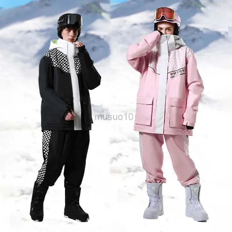 Andra sportvaror vinter huva jacka byxor kvinnor snö kostym utomhus berg man skid set vindtät sport alpin manlig spårdräkt snöskoter kläder hkd231106