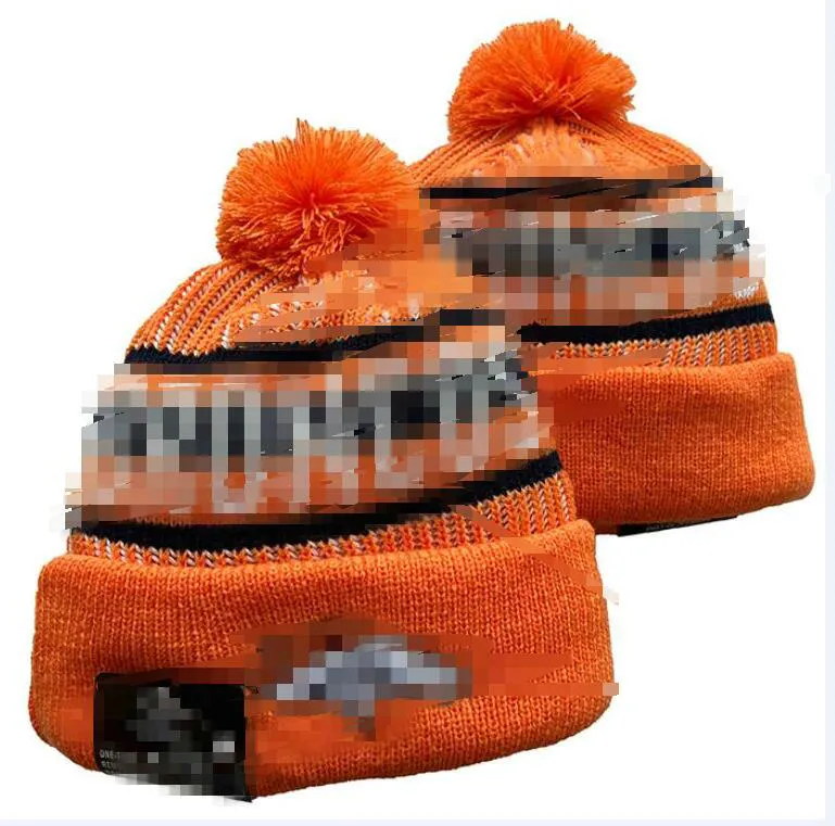 Hombres de punto con puños Pom Denvers Gorros DEN Bobble Sombreros Deporte Sombrero de punto Rayas Sideline Lana Cálido Béisbol Gorros Gorra para mujeres A11