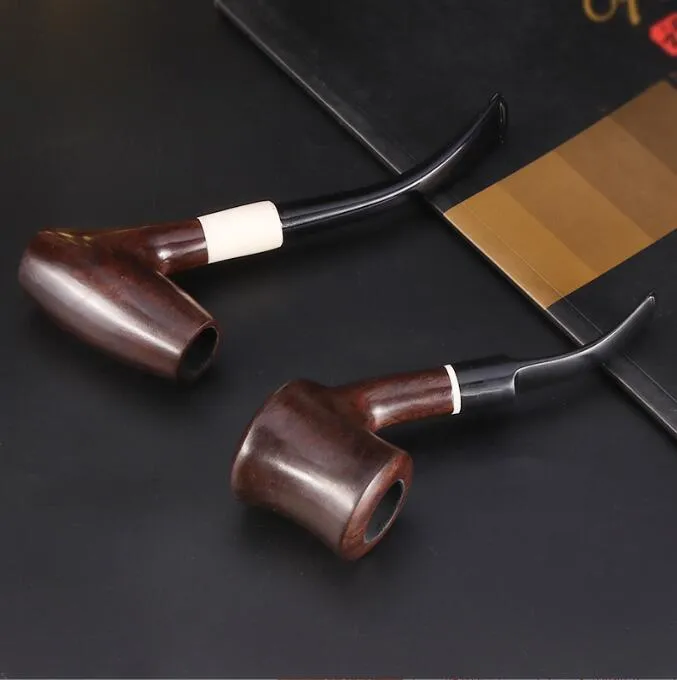 Latest Ebony Wood Pipe Tobacco Smoking Cigarette Hand Holder 9mm Filter Pipes Tube Accessories Tools