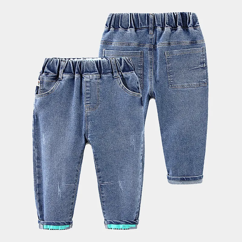 Dżinsy Spring and Autumn 3 4 5 6 8 10 12 Dziecięce Spodnie odzieżowe Pełne pasujące elastyczne spodnie dżinsowe dżinsy 230406