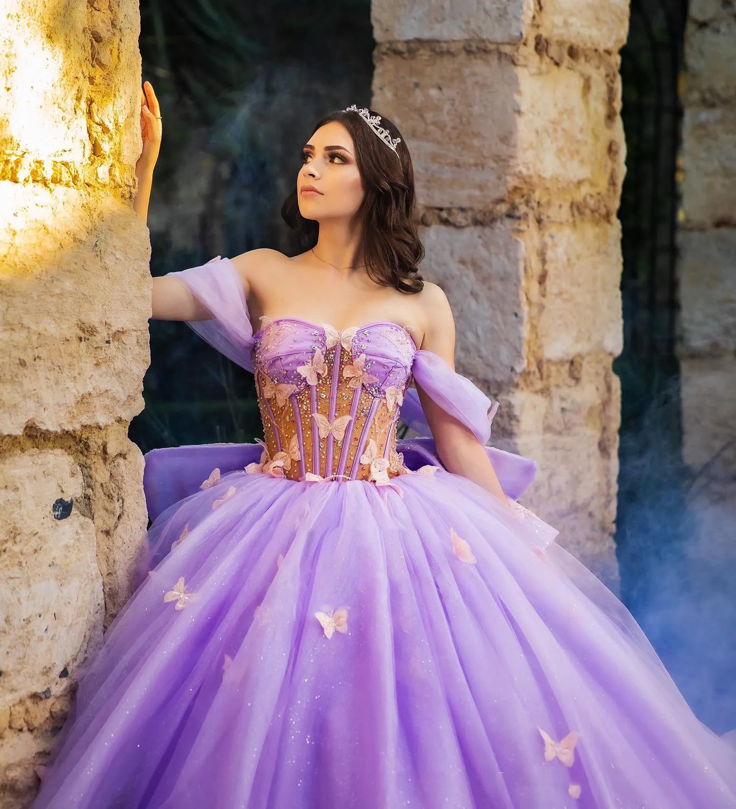 purple quinceanera dresses with butterflies