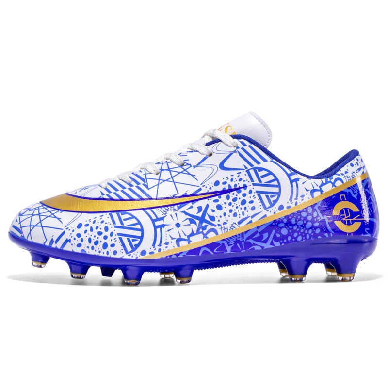 Unleash Your Style With Durable, Breathable, And Non-slip Football Boots -  Perfect For Outdoor Grass! High-top, Long-studded, Cool Mesh Print Design