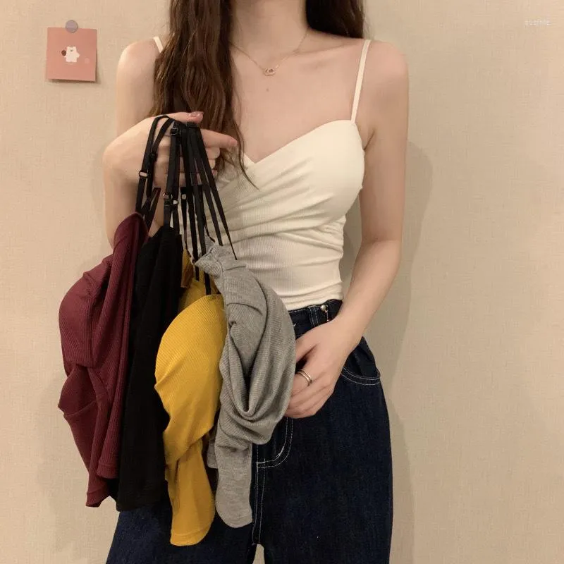 Women's Tanks Summer Scheming Cross Beautiful Back Small Sling Short Tube Top Outer Wear Tight Open Inner Aesthetic Clothes