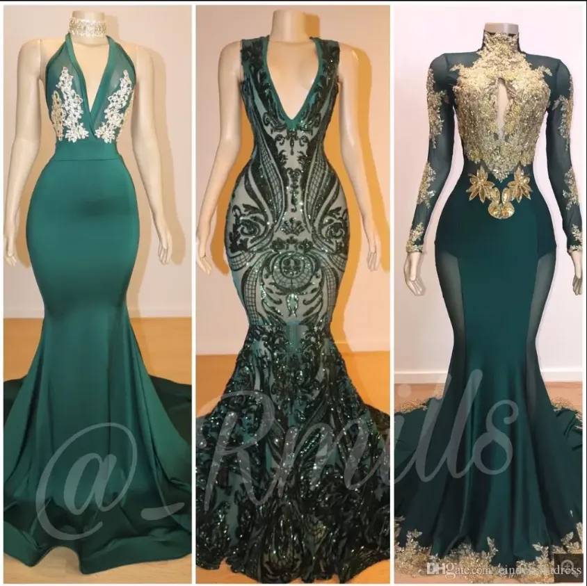 Turquoise pailletten zeemeermin prom jurken diep v nek mouwloze avondjurken plus size African Reflective Dress BC15770