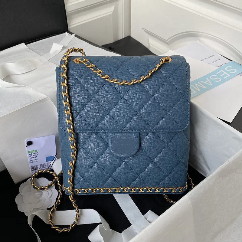 Mulheres de couro genuíno mochila de alta qualidade designer sacos azul rosa bezerro ouro hardware pequeno crossbody sacos de luxo senhora mochilas de viagem ao ar livre com caixa