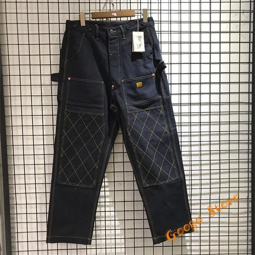 Pantaloni da uomo in tessuto pesante di tela multitasche KAPITAL Cargo Uomo Donna Pantaloni multilinea di qualità Pantaloni albicocca neriMen'321l