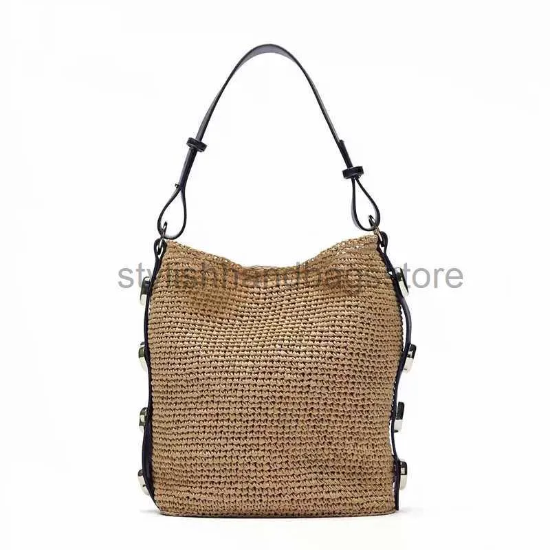 Shoulder Bags Handbags yellow metal detail woven big bag straw woven bag one-soulder woven bagstylishhandbagsstore