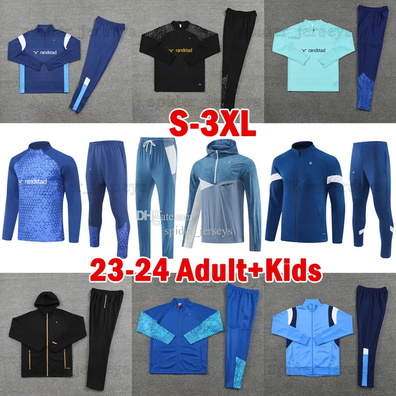 XXXL 23 24 Спортивные костюмы VITINHA Marseilles 2023 2024 Комплекты для взрослых и детей для тренировок Футбольные комплекты с длинными рукавами куртка с капюшоном Тренч для футбола Рубашки большого размера S-3XL