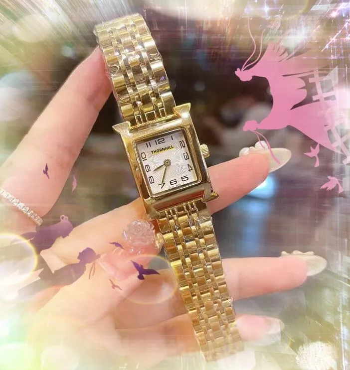 Moda lady kwarcowe zegarki zwykłe pszczoły małe kwadratowe szkielet dla kobiet Zegar Dwa szpilki Staż Stalowe cyfrowe cyfr łańcucha bransoletka zegarek reloJ hombre prezenty