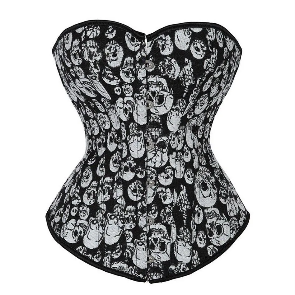 Kobiety gotyckie czaszki gorset top plus size s-6xl koronki w stylu vintage steampunk overbust body talia talia Trener Shapewear Corselet239o
