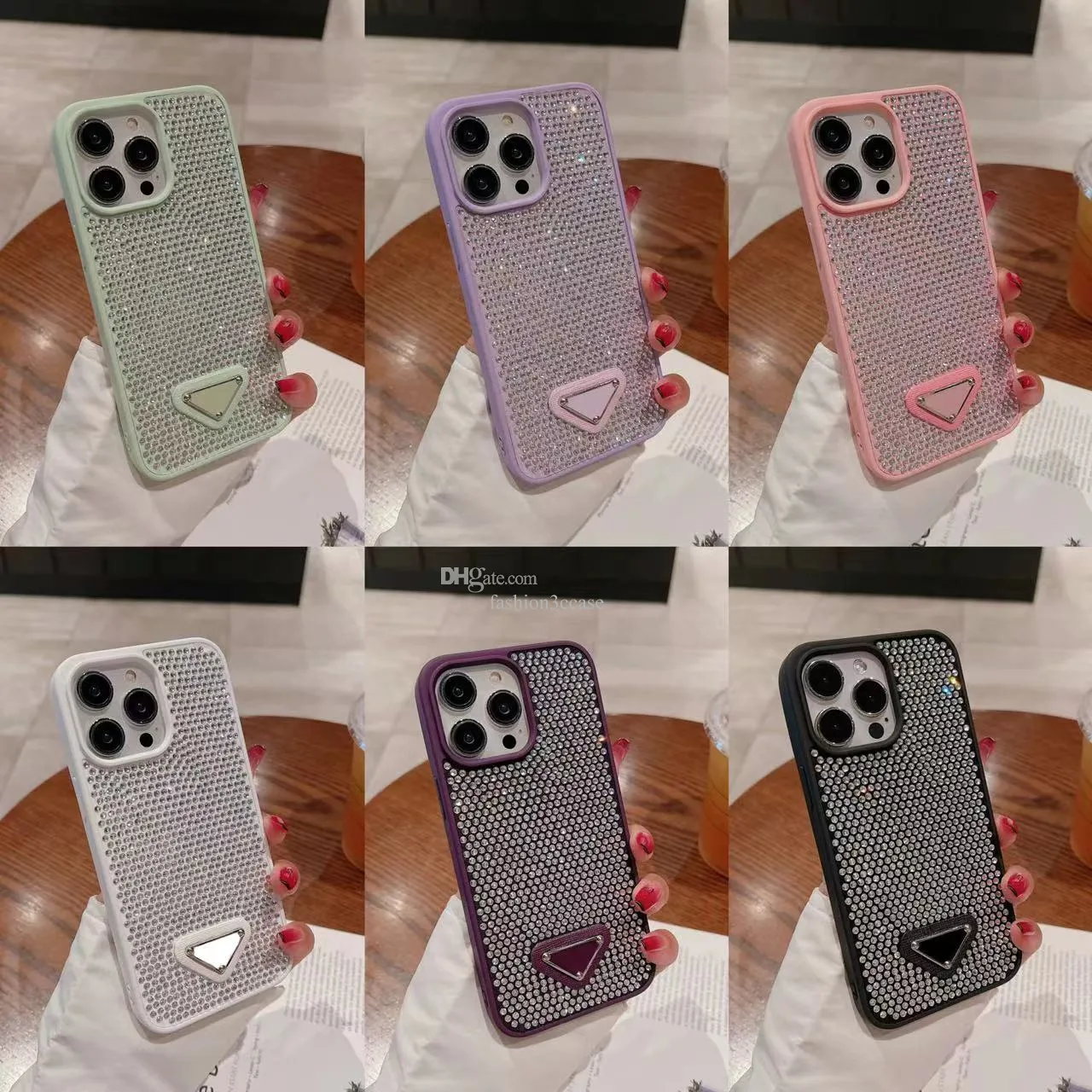 Luxury diamond cover phone cases iphone 15 14 Pro Max 13 12 14promax 13promax 12promax fashion metal nameplate printed shock-proof housing