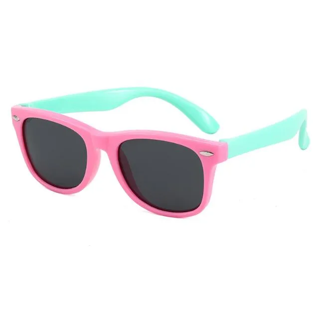 Lunettes de soleil polarisées pour enfants Cadre flexible en caoutchouc de silicone pour garçons filles de 3 à 10 ans Lunettes de protection 100 % UV Lunettes de soleil rondes