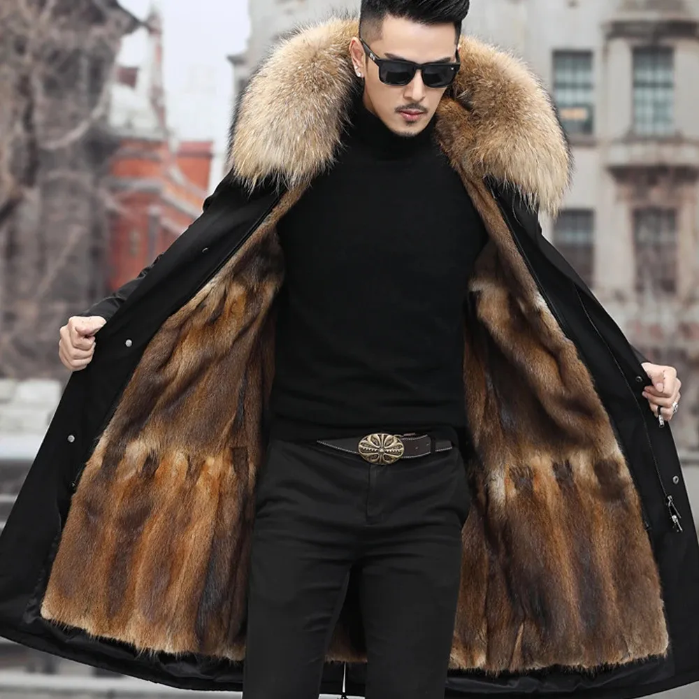 Men's Fur Faux Fur Winter Jacket Men X-Long Parka Real Rabbit Fur Coat Natural Raccoon Fur Collar Hood Thick Warm Streetwear Parkas 231107