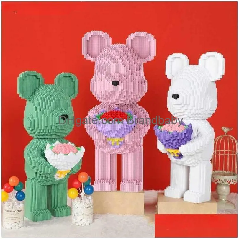 Block blockerar ny halva anatomi Bear Nano Building Cartoon Color med Der Model Creative Micro Diamond Bricks Toys for Children Drop D Dheuj