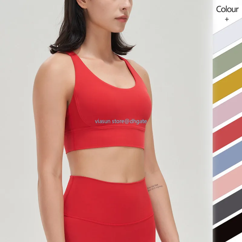lu-33 gym bra Classic Popular Fitness Bra Butter Soft Women Sport Tank Gym Crop Yoga Vest Beauty Back Shockproof With LL Removable Chest Pad wholesale