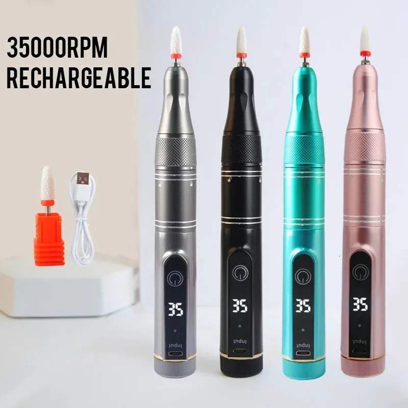 Nail Manicure Set 35000RPM Rechargeable Nail Drill Portable Manual Nail Drill Cuticle E-File Nail Polishing Machine Cordless Nail Drill 231107