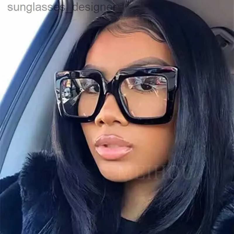 Sunglasses Frames Oversized Square Women's Glasses Frame New Fashion Clear Lens Big Transparent Eyeglasses Female Eyewear Frames Sunglasses UV400L231107