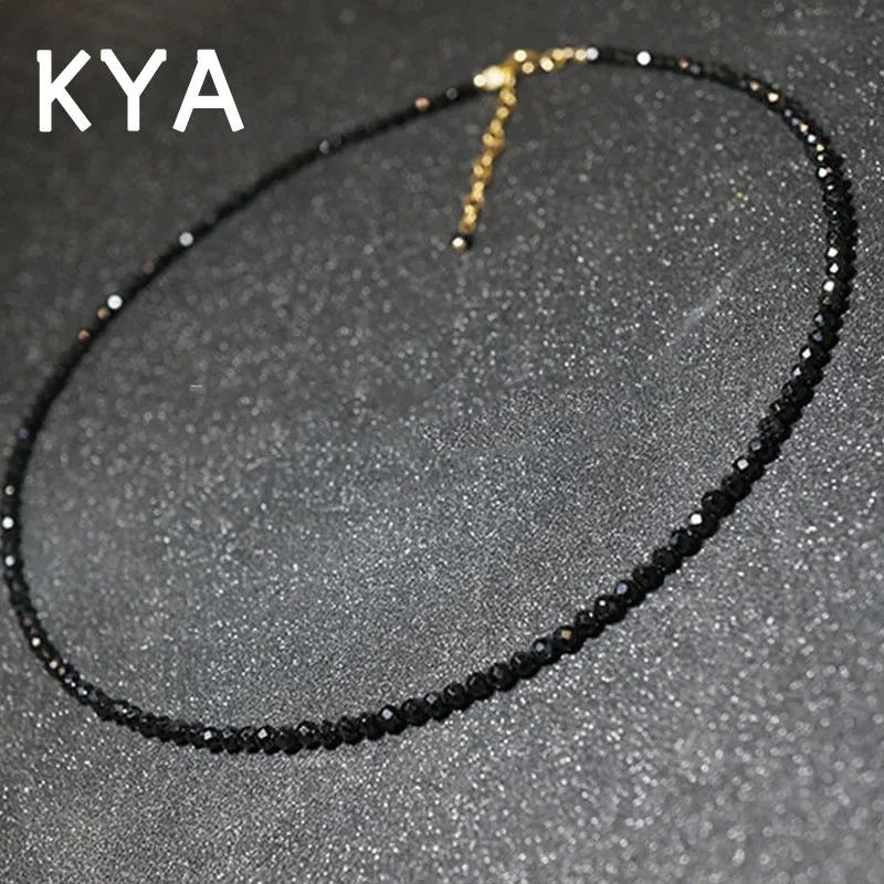 Kya Simple Black Beads Shortlace مجوهرات مجوهرات قلادة قلادة قلادة Bijoux Femme Ladies Party Necklace