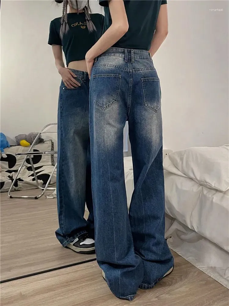 Vintage 90s Straight Jeans For Women Autumn Blue Grind Denim Wide Leg  Trouser Jeans With Loose Fit Holgados Mujer From Ronartest, $50.5