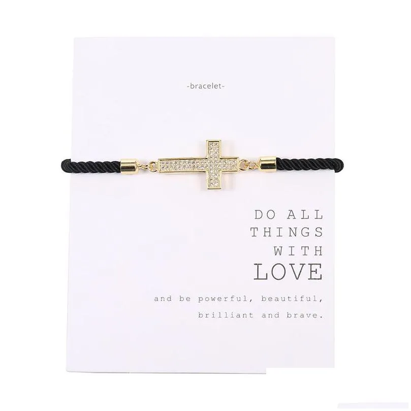 Kedjan nyaste designer Cross Copper Inlaid Zircon Armband Charm Fashion Högkvalitativ flätad rep gåva juvelera för kvinnor som dh3au