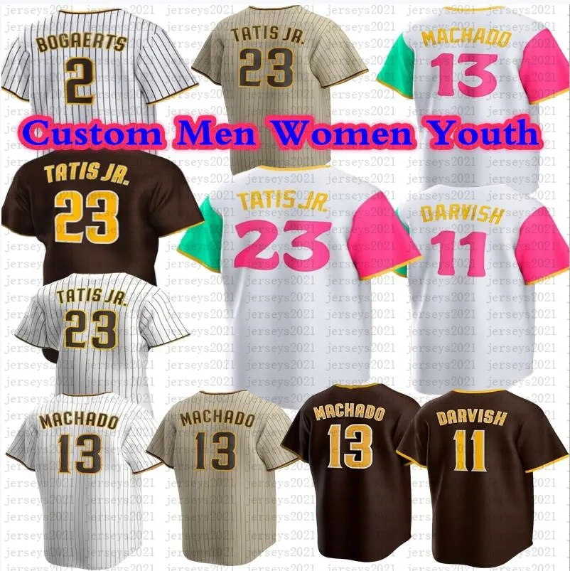 2023 Custom Fernando Tatis Jr. Juan Soto Baseball Jersey Manny Machado Tony Gwynn Wil Myers Yu Darvish Jake Cronenworth Trent Grisham Eric Hosmer Joe Musgrove