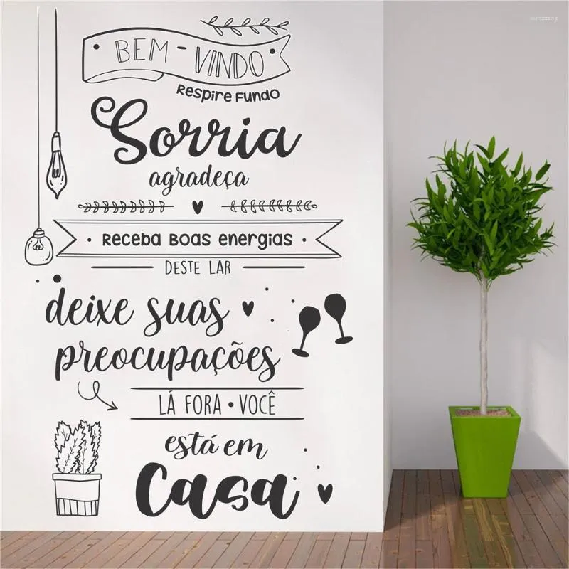 ウォールステッカーbem vindo rectire fundo sorria portuguese quote decal urals for bedroom livingroom home decor decor decor decorポスターRU2139