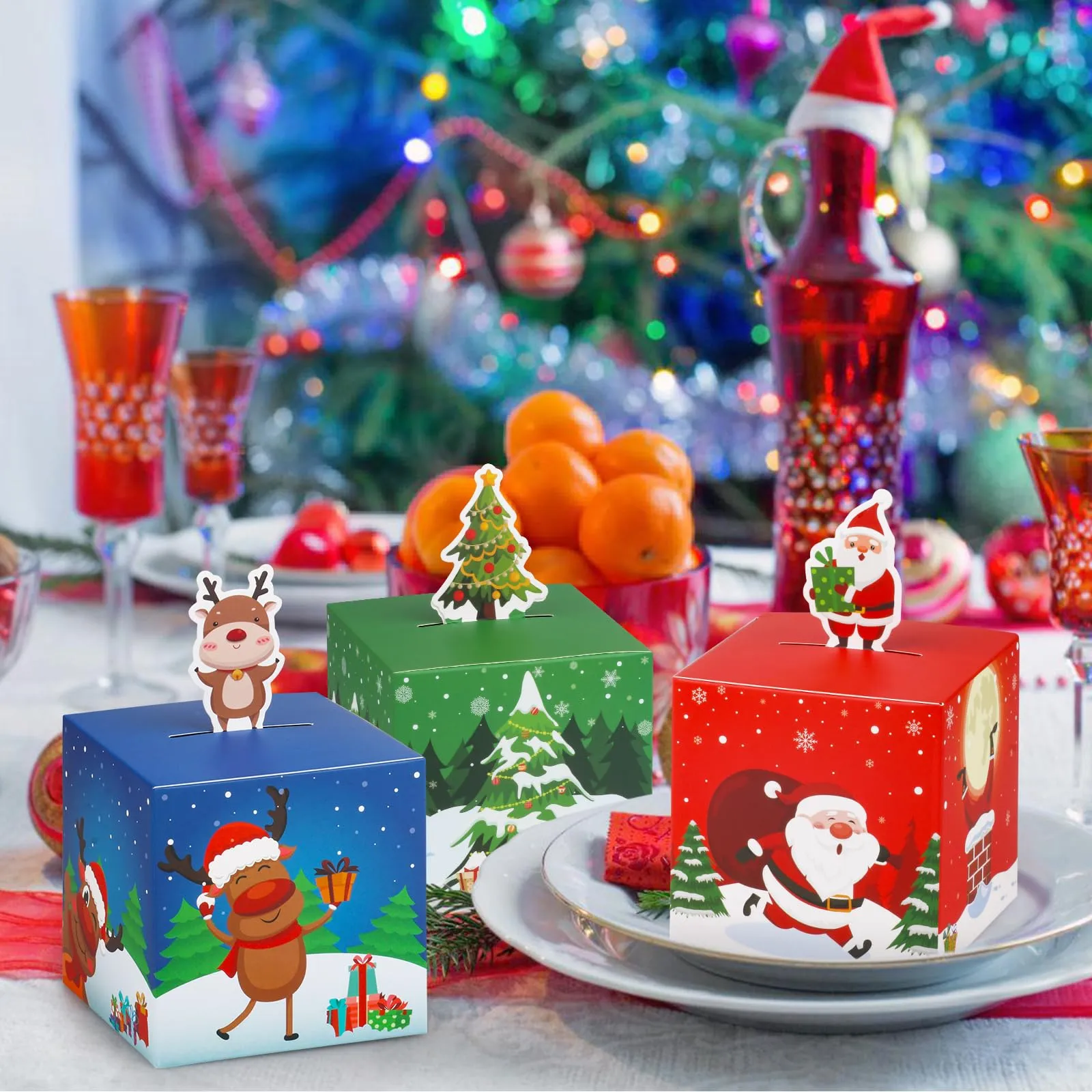 Weihnachtsdekorationen 3D-Geschenkboxen Niedliche Weihnachtspartybevorzugung Papier Leckerli Süßigkeiten Leckereien Dessertbeutel Keksbehälter zum Verschenken Drop Del Otx8C