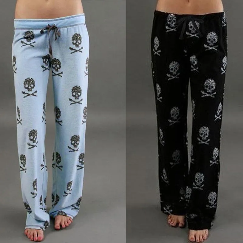 Calças femininas Capris Leggings Mulheres Lady Causal Legging Legging diariamente da cintura Mid Skull Print Fitness Wide Benha