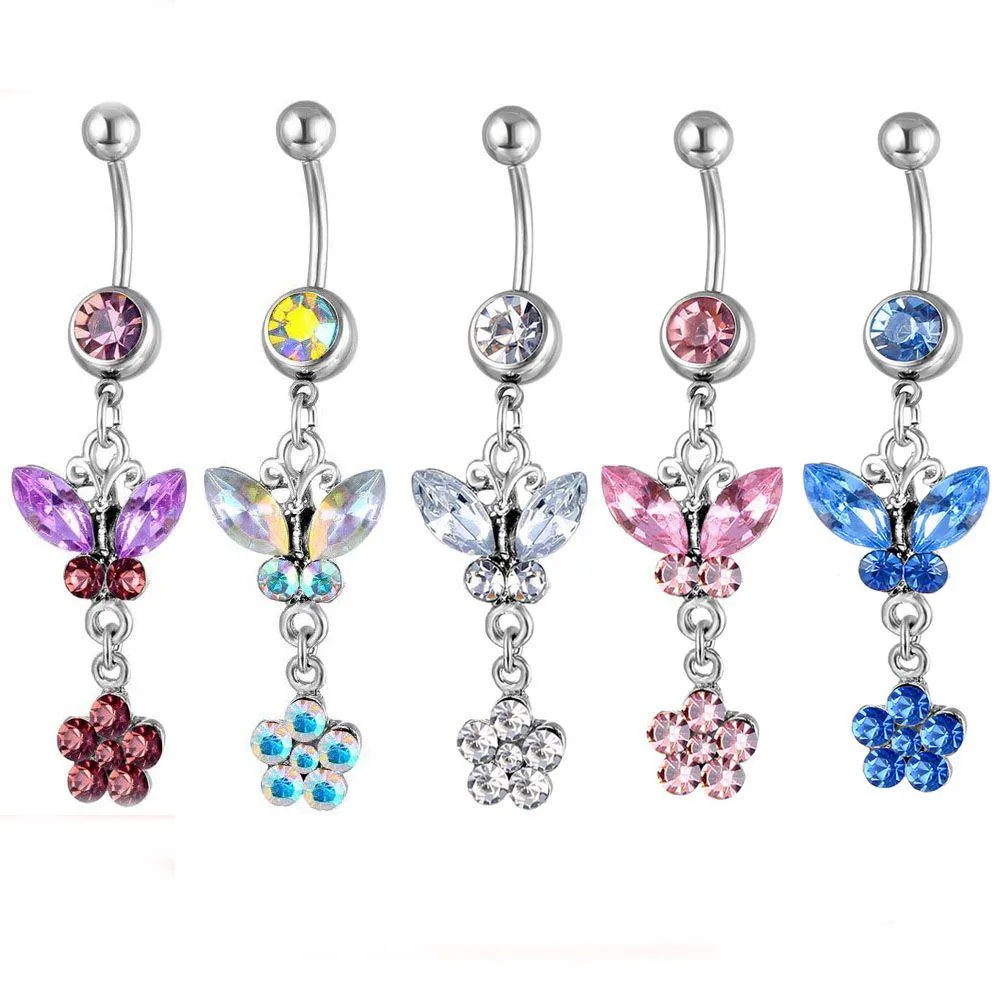 Navel Bell Button Rings D0116 Bowknot Style Belly Navel Button Ring 4 Färger 14GA 10mm Längd 20 PCS Fashion Piercing Body Jewelry D Dhag0