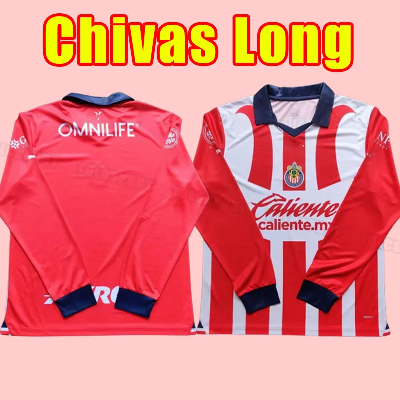 Футбольные майки с длинным рукавом 23 24 Chivas de Guadalajara 2023 2024 LIGA MX A.ZALDIVAR CALDERON J.MACIAS BRIZUELA A.VEGA PONCE Alvarado HOMBRE футбольная рубашка домашняя