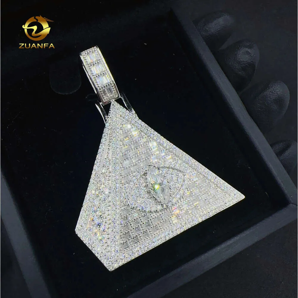 New ladder vvs moissanite hip hop evil eyes pyramid pendant fashion brand sweater chain for men and women