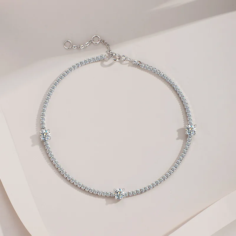 تم تمرير Diamond تم تمرير أساور أساور الذهب مطلي S925 Sterling Silver Moissanite Tennis Bracelet for Girls Women Nice Gift