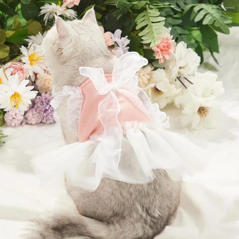 Kostiumy dla kotów Uznaj uroczy plisowany rąbek Pretty Pet Tutu Spódnica Bride Costume for Small Dog Girl