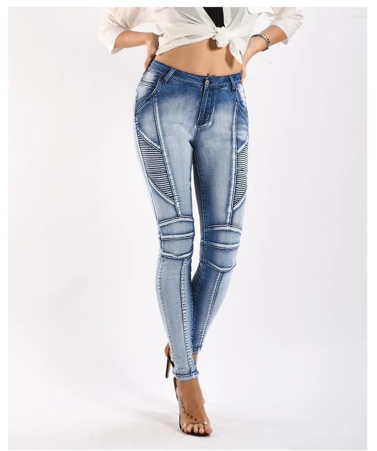 Kvinnors jeans Jeanswomens retro Slim Elastic Show Pencil Small Foot Denim Pants