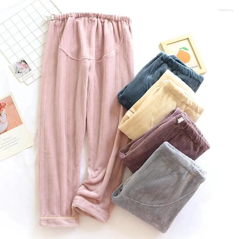Winter Womens Flannel Pajama Wide Leg Pyjama Bottoms With Coral