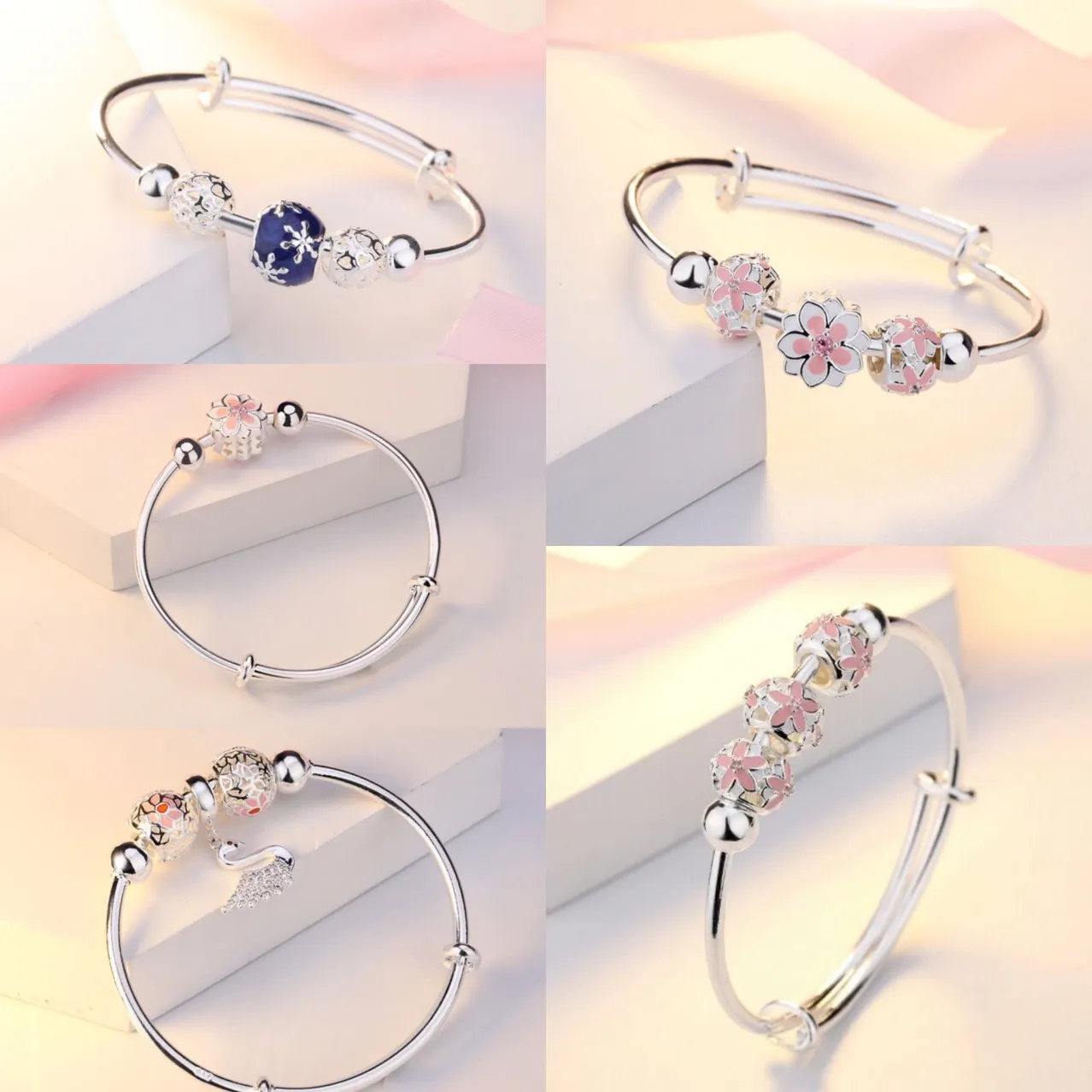 High-quality designer Bangles plum blossom love bracelet silver plated fashion niche design net red ladies hand jewelry gift bracelet