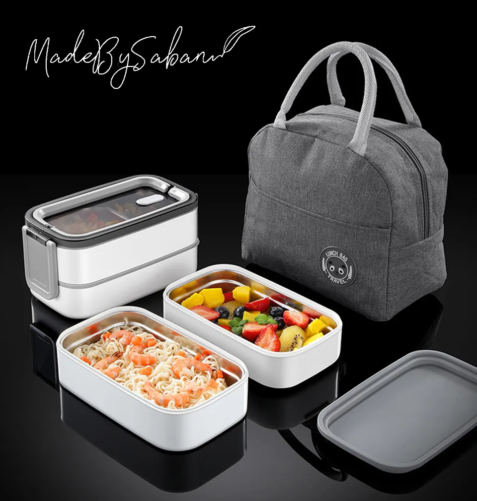 Bento Boxes Cucina contenitore per il pranzo al microonde stoviglie in acciaio inossidabile contenitore per la conservazione degli alimenti contenitore per il pranzo portatile per ufficio scolastico per bambini 230407