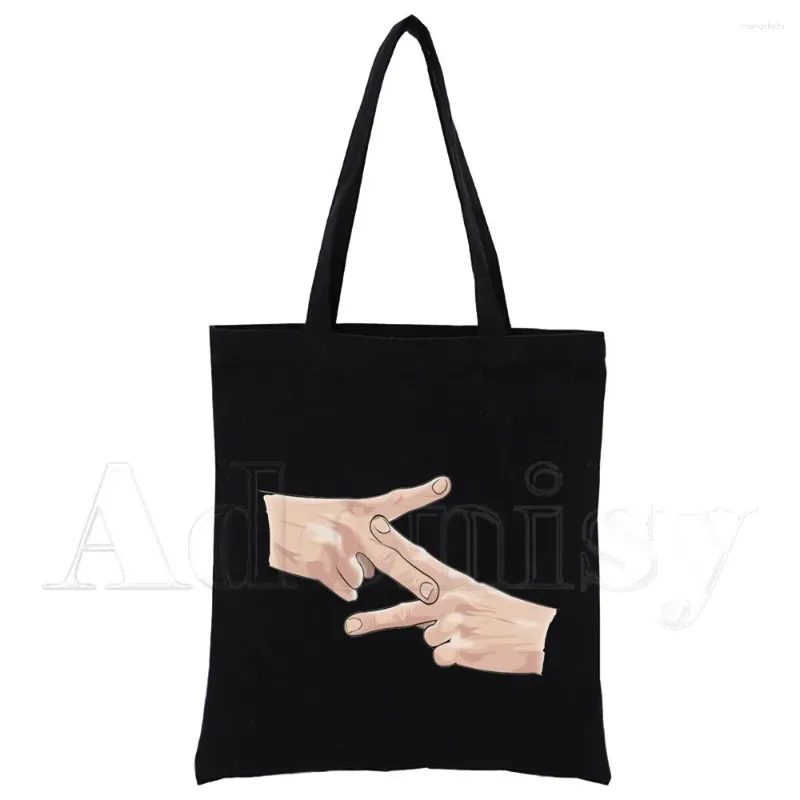 Borse per la spesa Rap Le Monde Chico PNL Harajuku Art Borsa tote in tela nera stampata cartone animato riutilizzabile in stoffa a spalla personalizzata