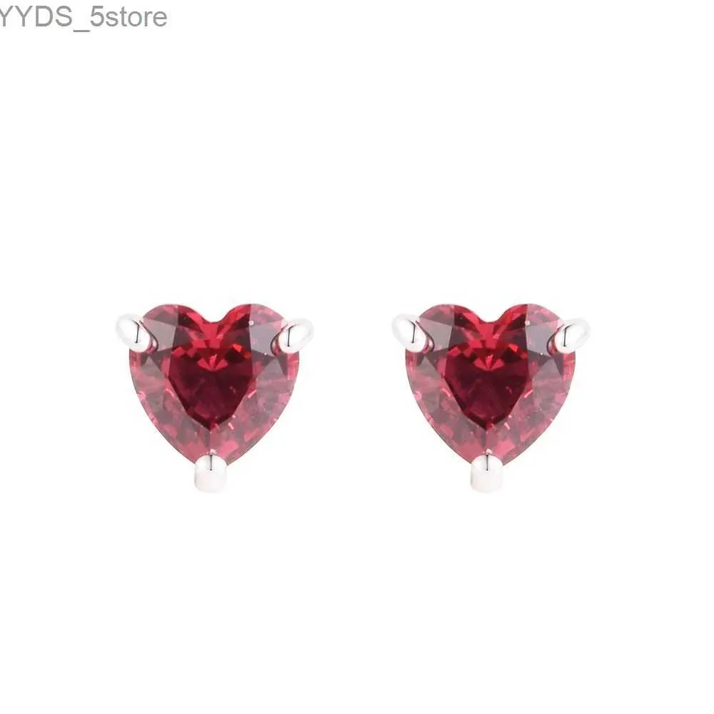 Stud Valentines Day New 925 Sterling Silver Red Heart Stud Earrings for Women Original Jewelry Wedding Ear Brincos Free Shipping YQ231107