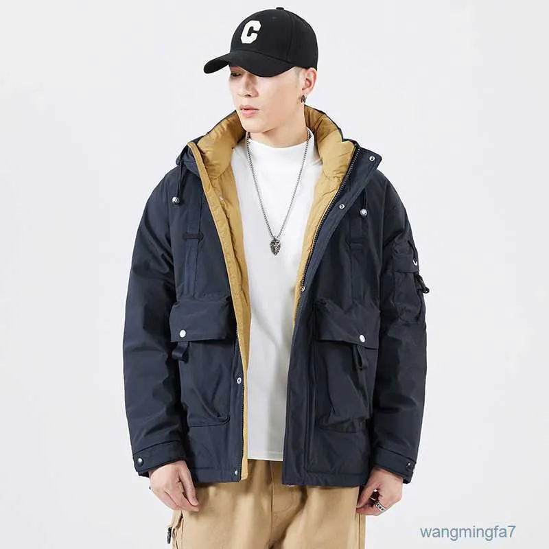 Down Jacket For Men's Winter Warmth High Street Trendy Brand Overized Loose Design Versatile MJDP