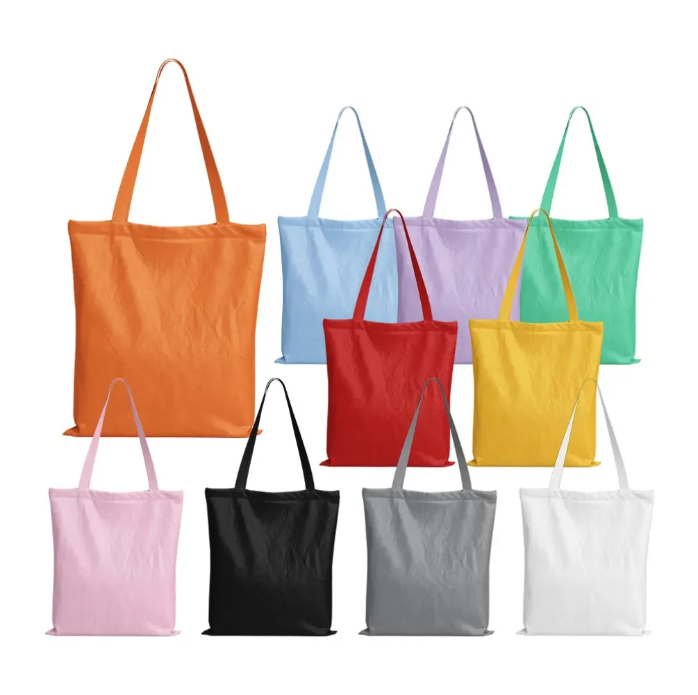 Süblimasyon tuval torbası pamuk tote çanta parti malzemeleri yeniden kullanılabilir bakkal alışveriş bez çantaları DIY reklamcılık promosyon hediyesi renkli çantalar 10 renk yeni